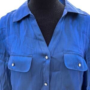 NOTATIONS M women’s shimmer shirt with rhinestone buttons, long sleeves